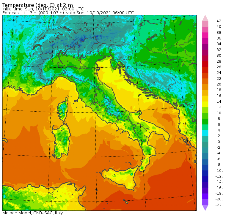 temperature minime italia oggi