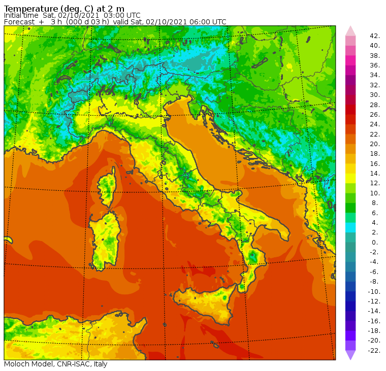 temperature minime italia oggi