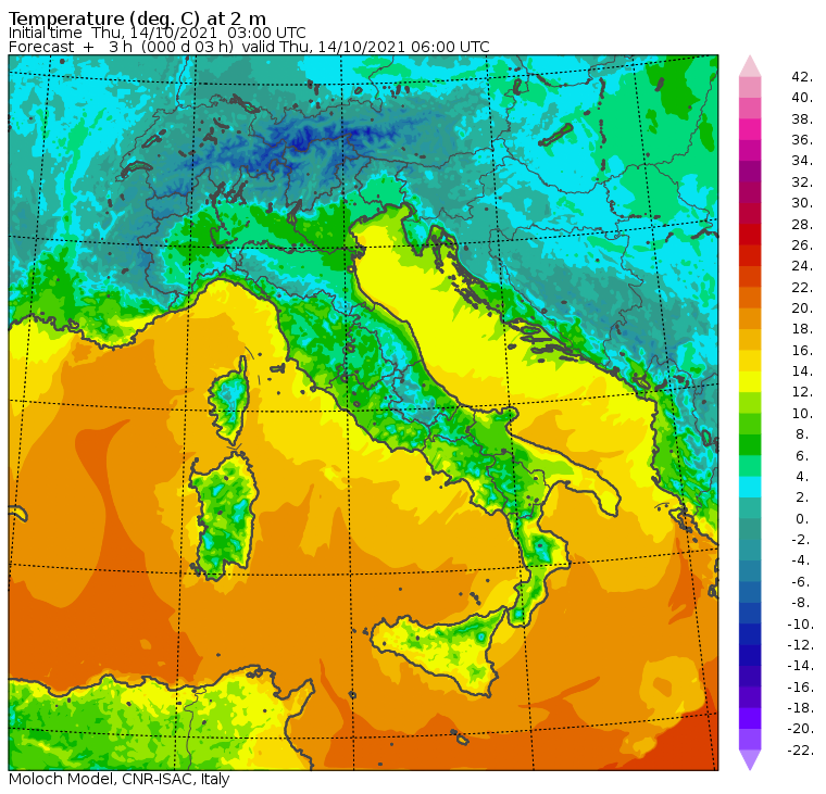 temperature minime italia oggi