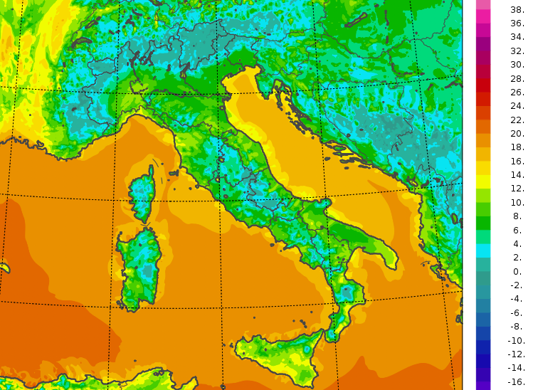 temperature minime italia oggi