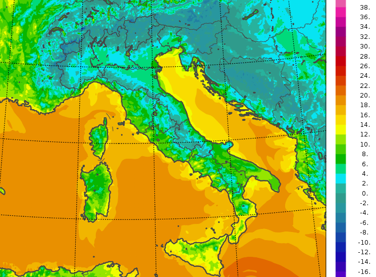 temperature minime italia oggi