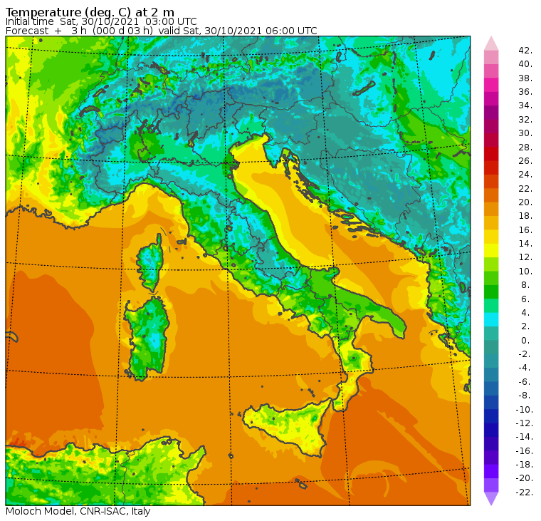 temperature minime italia oggi