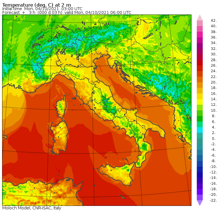temperature minime italia oggi