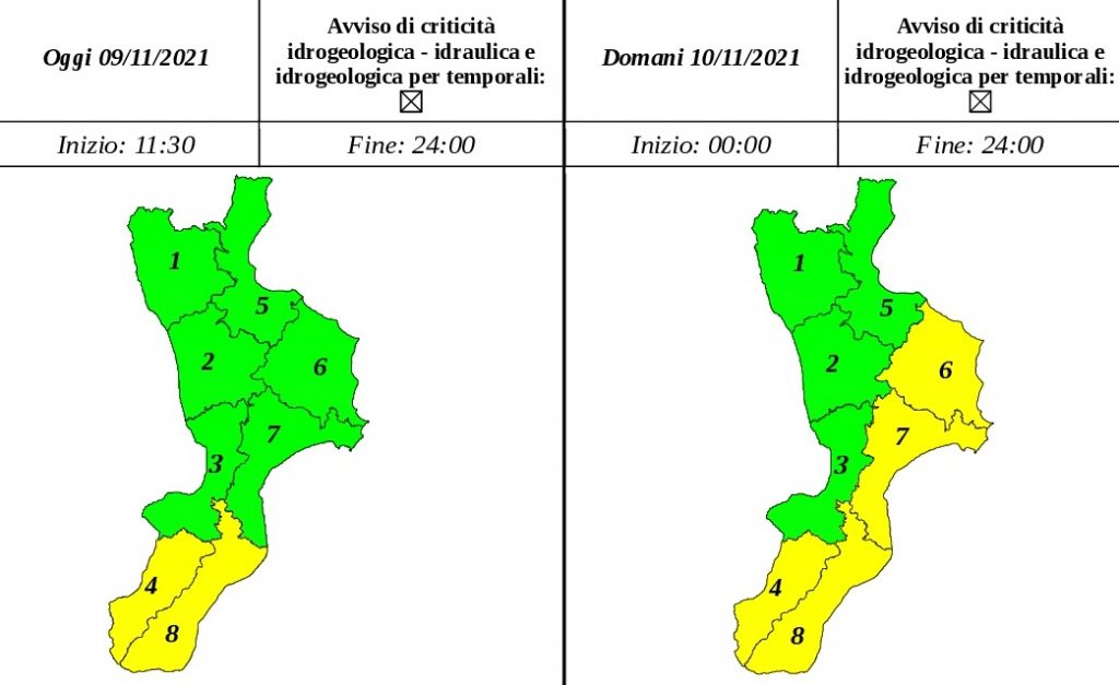 allerta meteo calabria 9 novembre