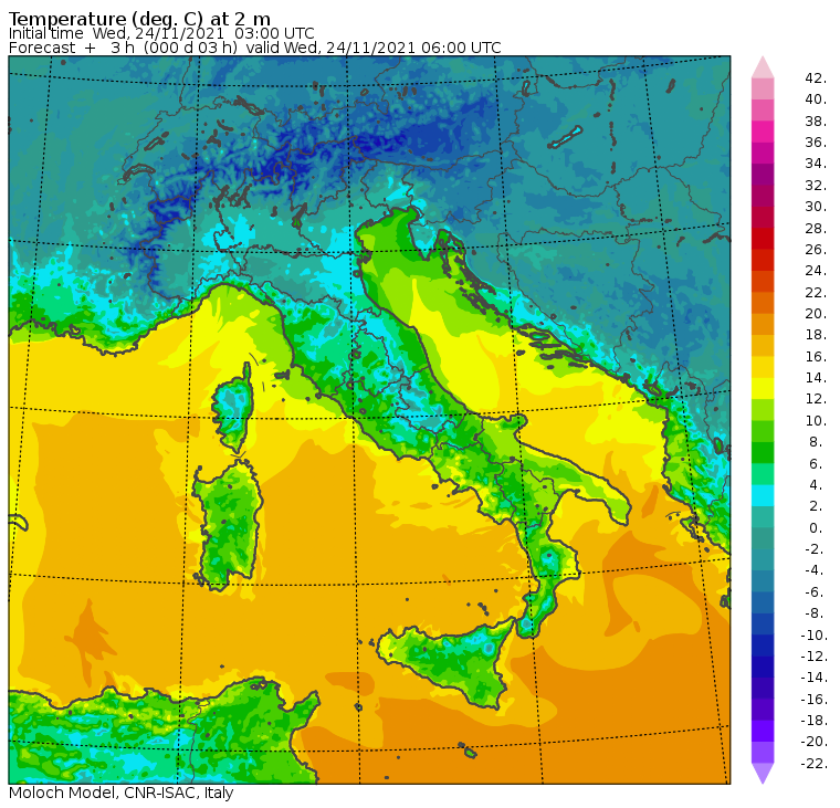 le temperature minime di oggi