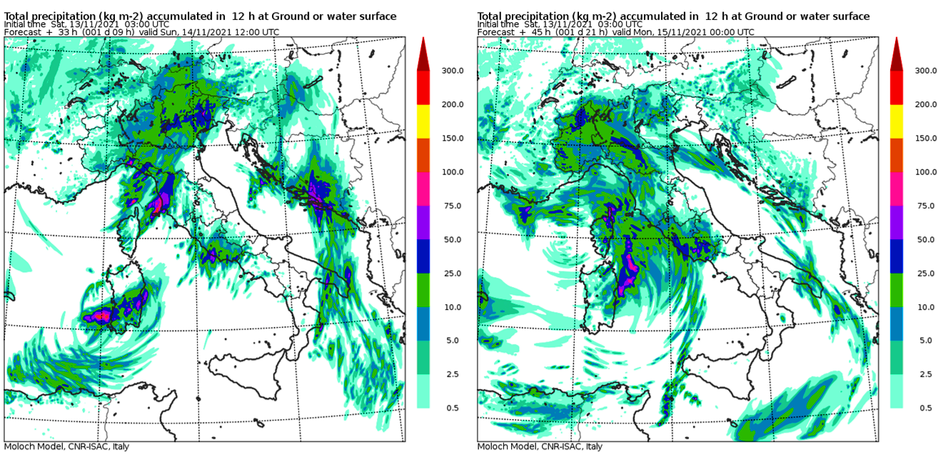 meteo italia domenica 14 novembre piogge