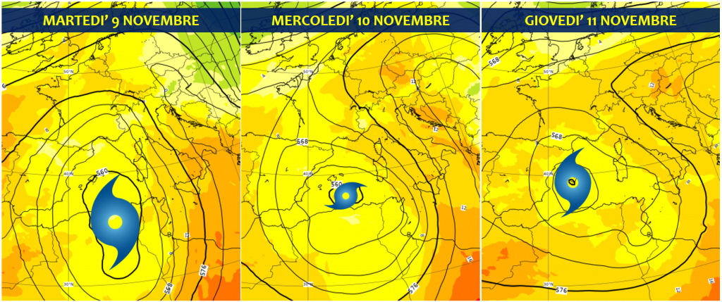 previsioni meteo ciclone mediterraneo novembre 2021