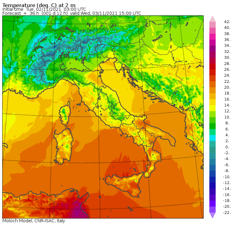temperature italia 3 novembre 2021 ore 16