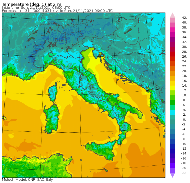 temperature minime italia oggi