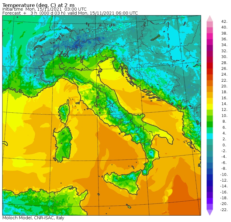 temperature minime italia oggi