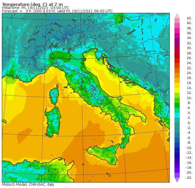 temperature minime italia oggi