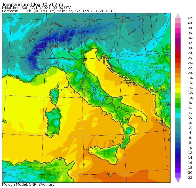 temperature minime italia oggi