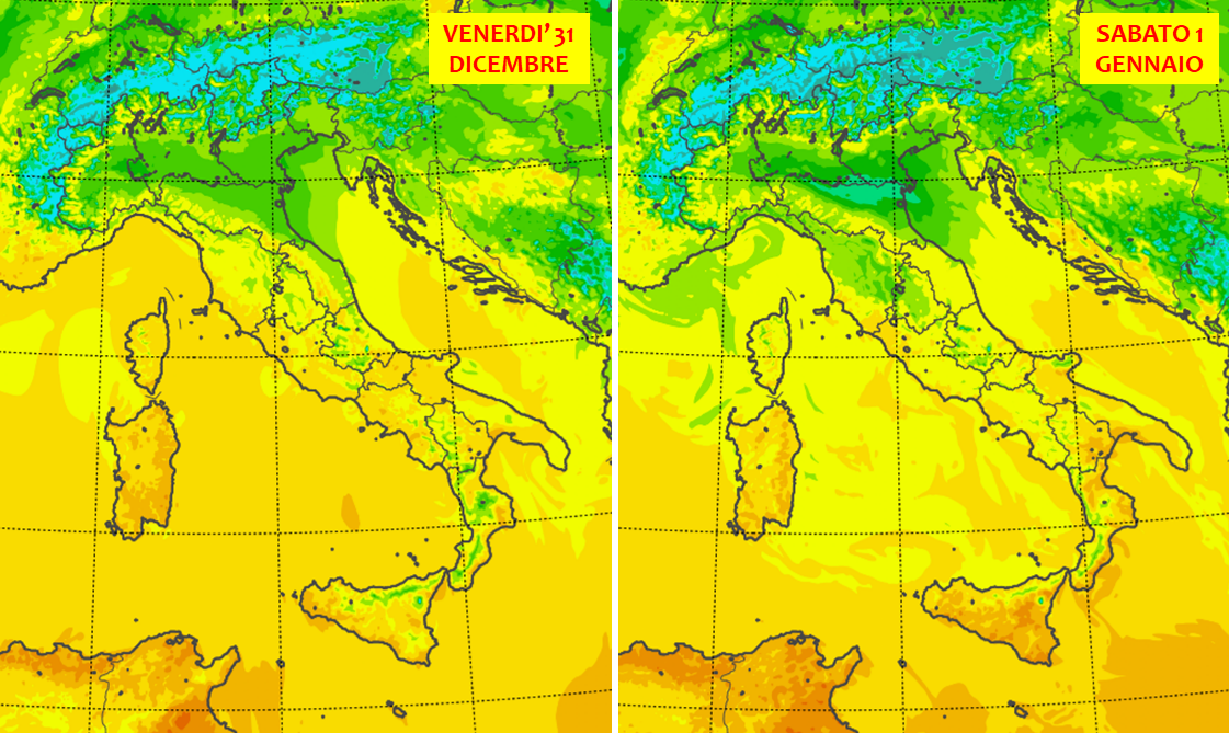 meteo italia capodanno 2022
