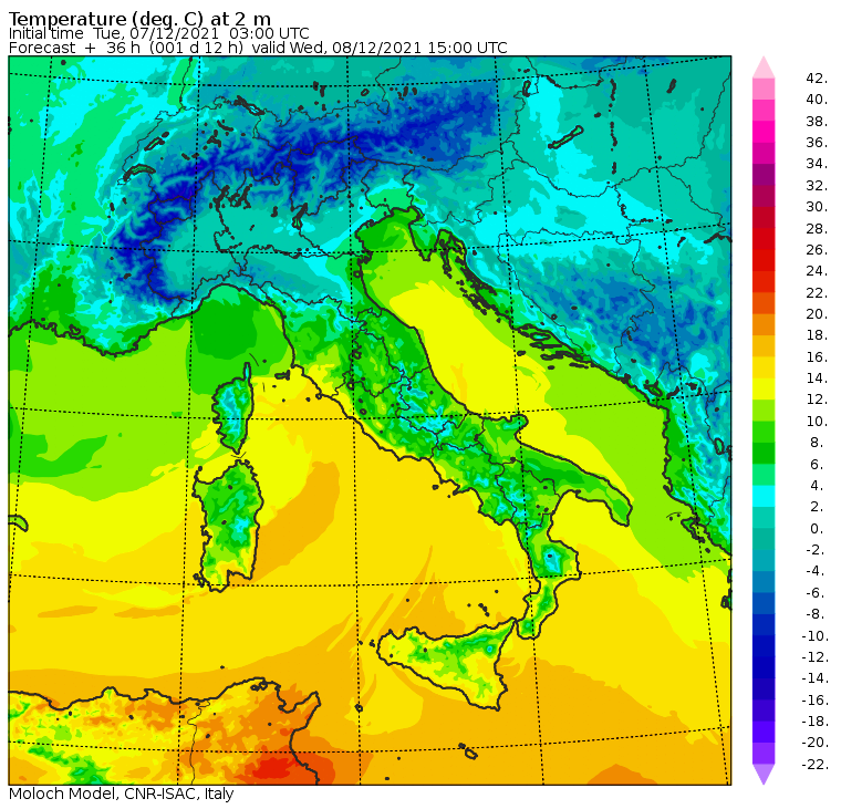 temperature 8 dicembre 2021 massime