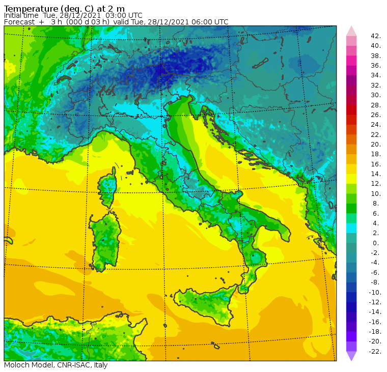 temperature minime italia oggi