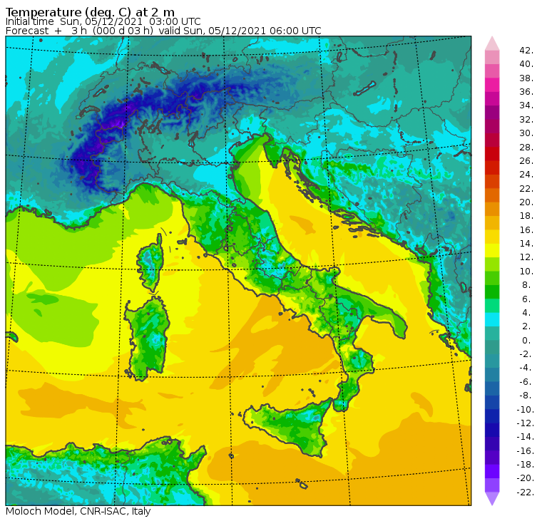 temperature minime italia oggi