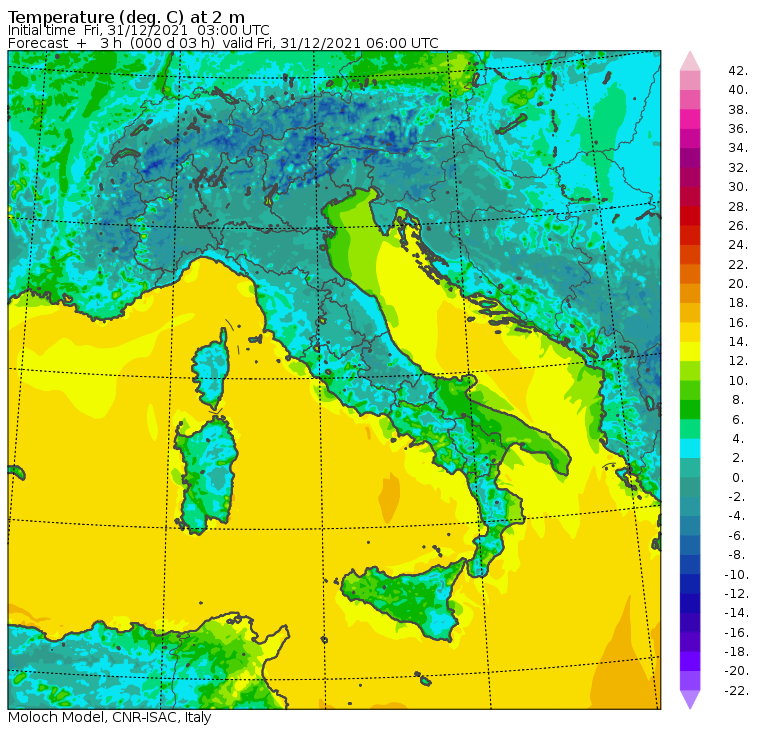 temperature minime italia oggi
