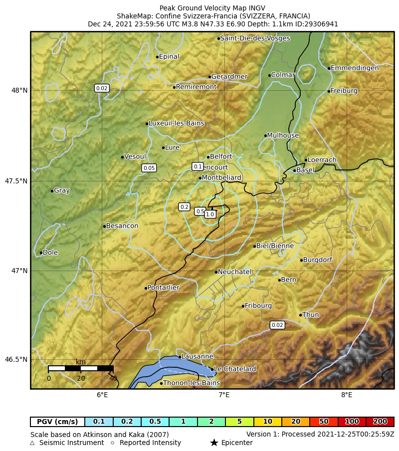 terremoto Svizzera Francia