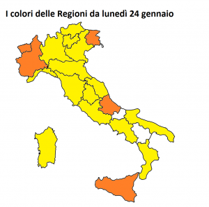 colori regioni lunedì 24 gennaio 2022