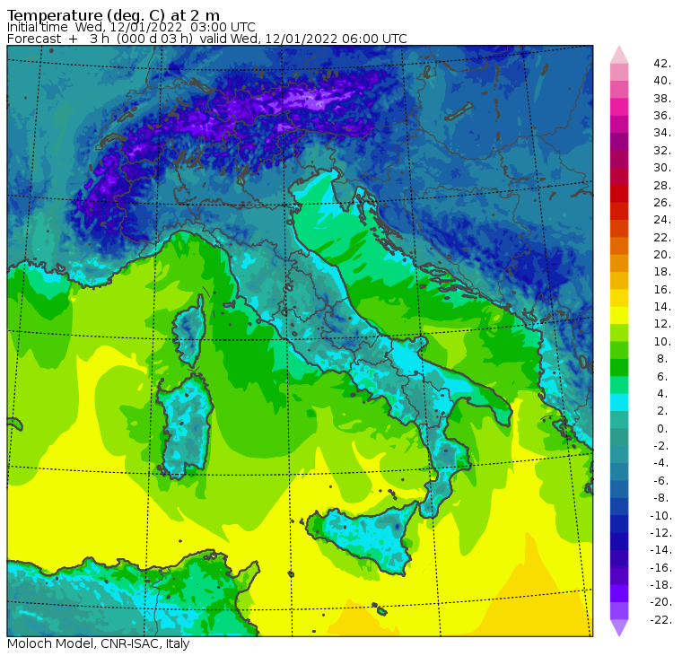 temperature minime italia oggi