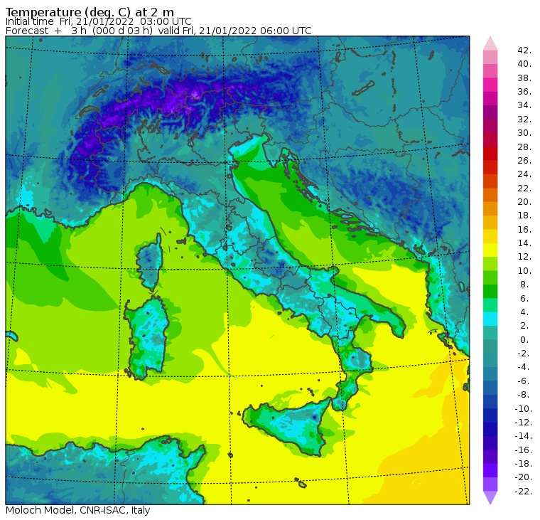 temperature minime italia oggi