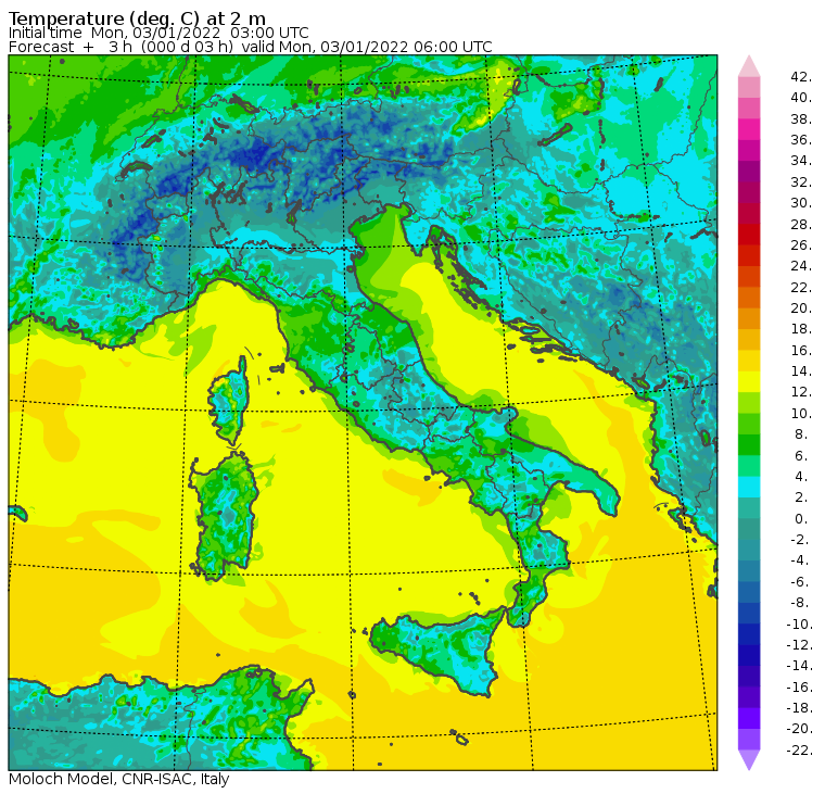 temperature minime italia oggi