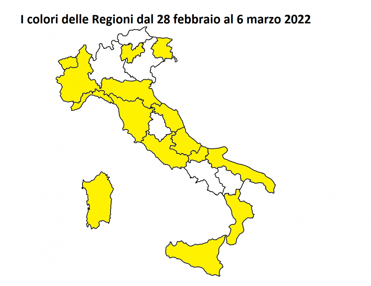 colori regioni italia febbraio 2022