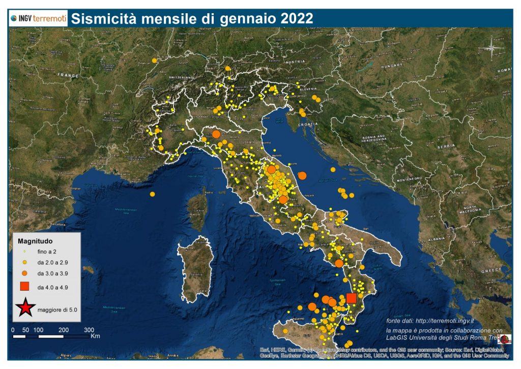 mappe sismicità gennaio 2022