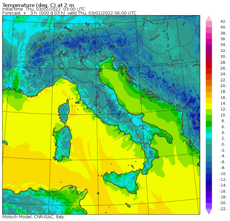 temperature minime italia oggi