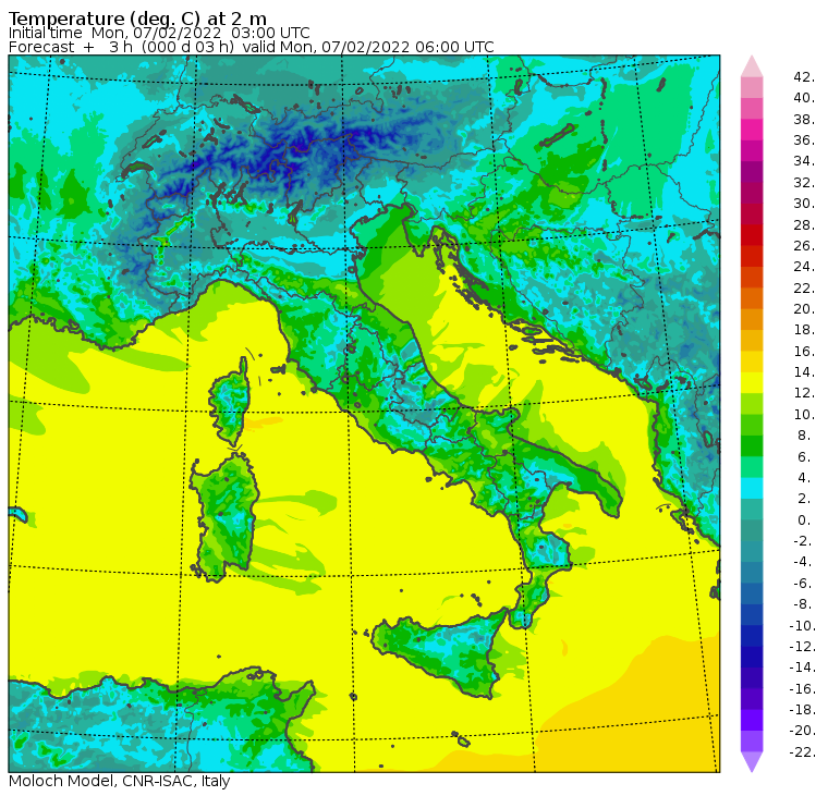 temperature minime italia oggi