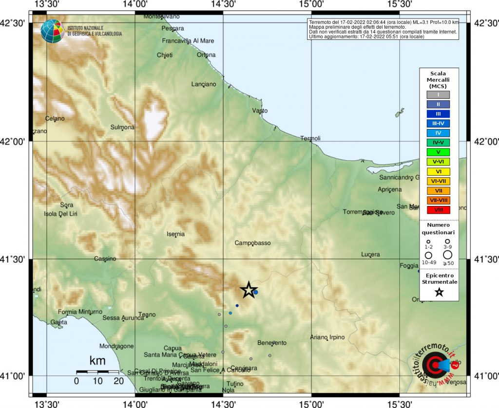 terremoto benevento campania