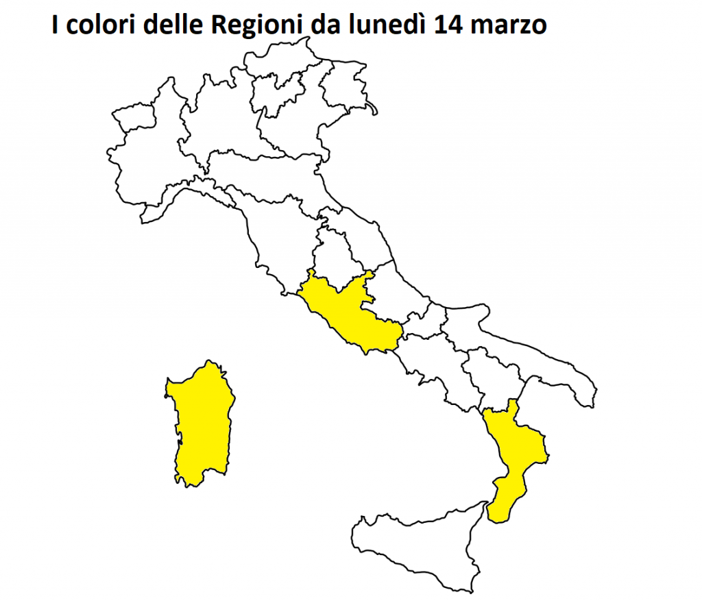 colori regioni lunedì 14 marzo