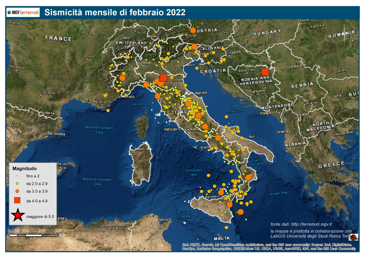 Terremoti in Italia, nel mese di febbraio 1115 scosse registrate dai