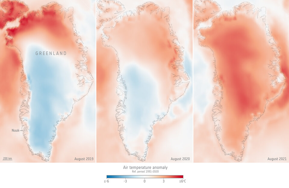 anomalia temperatura agosto 2019-2020-2021 groenlandia