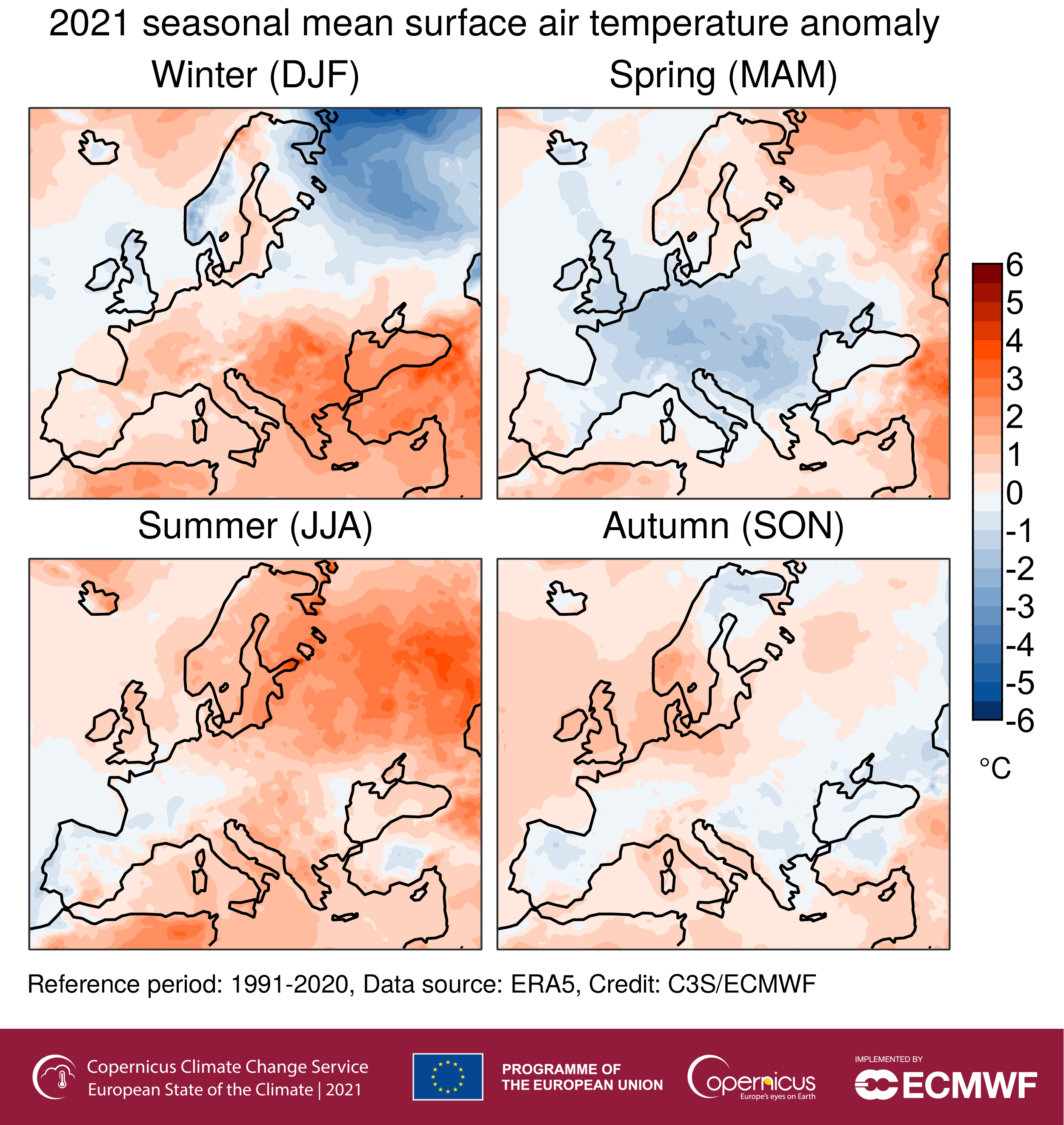 anomalia temperature stagionali europa 2021
