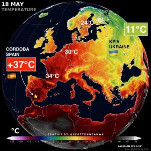 meteo europa temperature 18 maggio 2022