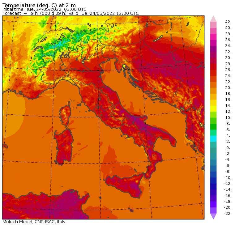temperature massime 24 maggio