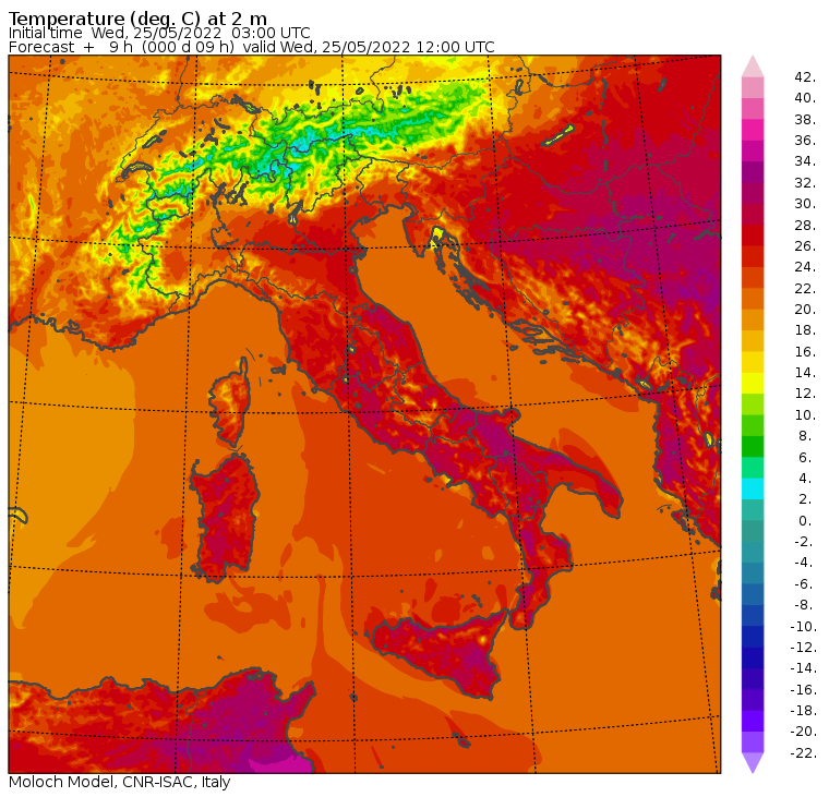 temperature massime 25 maggio
