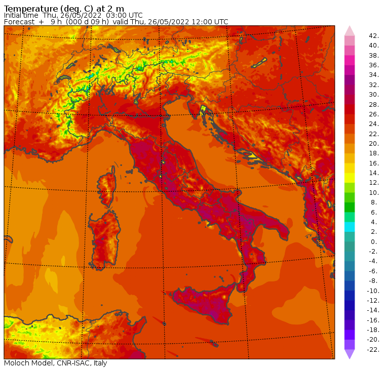 temperature massime 26 maggio