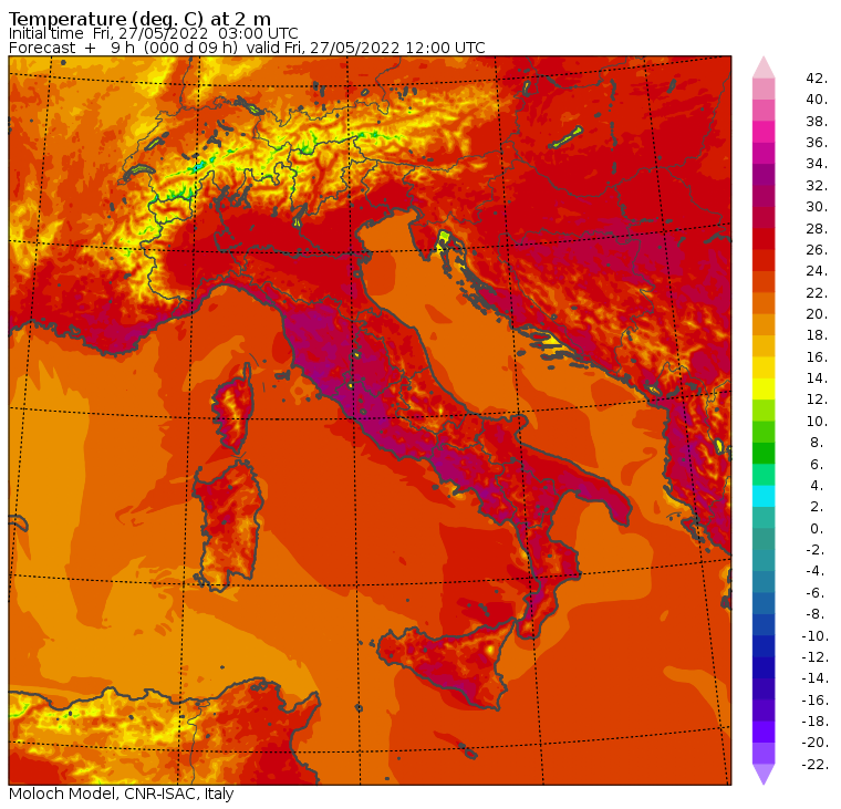 temperature massime 27 maggio