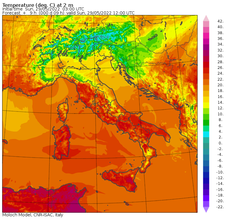 temperature massime 29 maggio