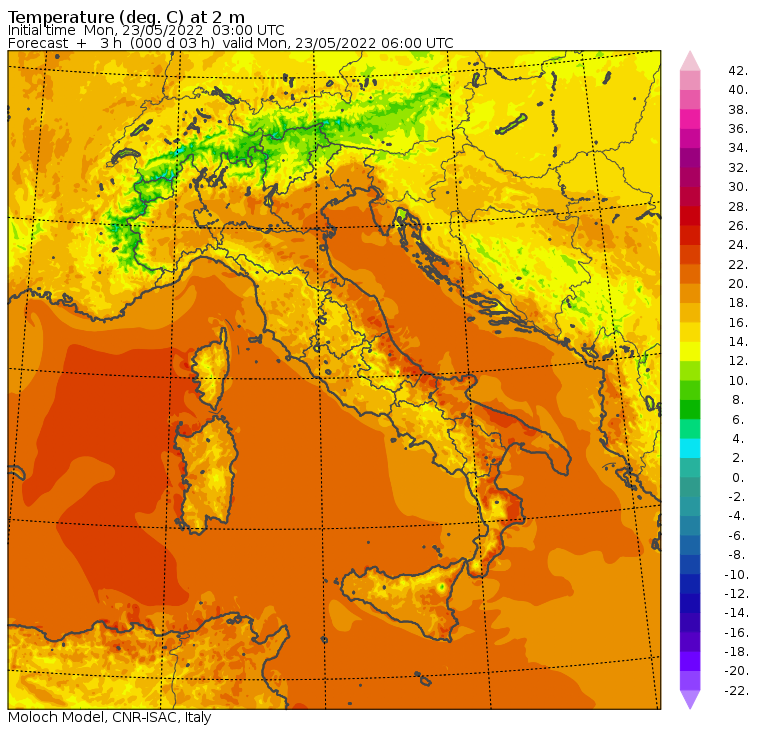 temperature minime italia oggi