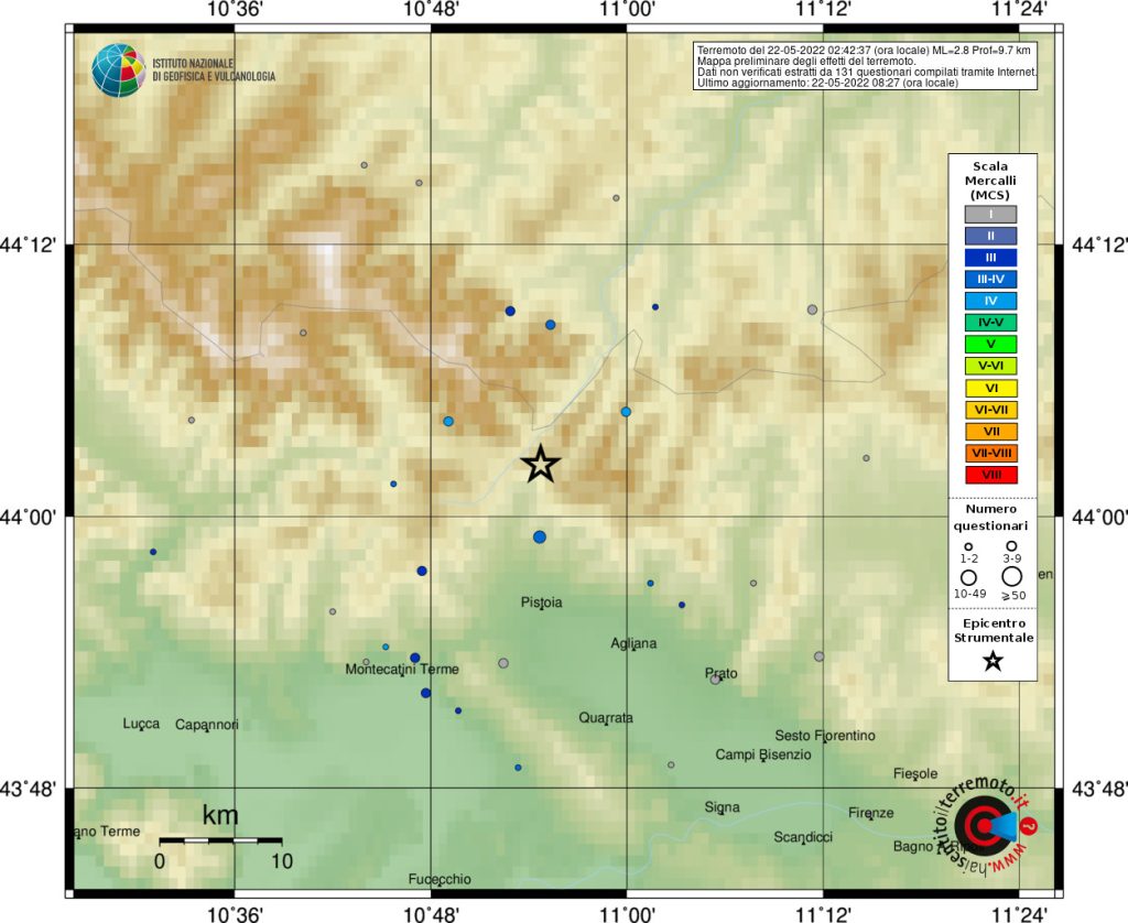 terremoto pistoia toscana