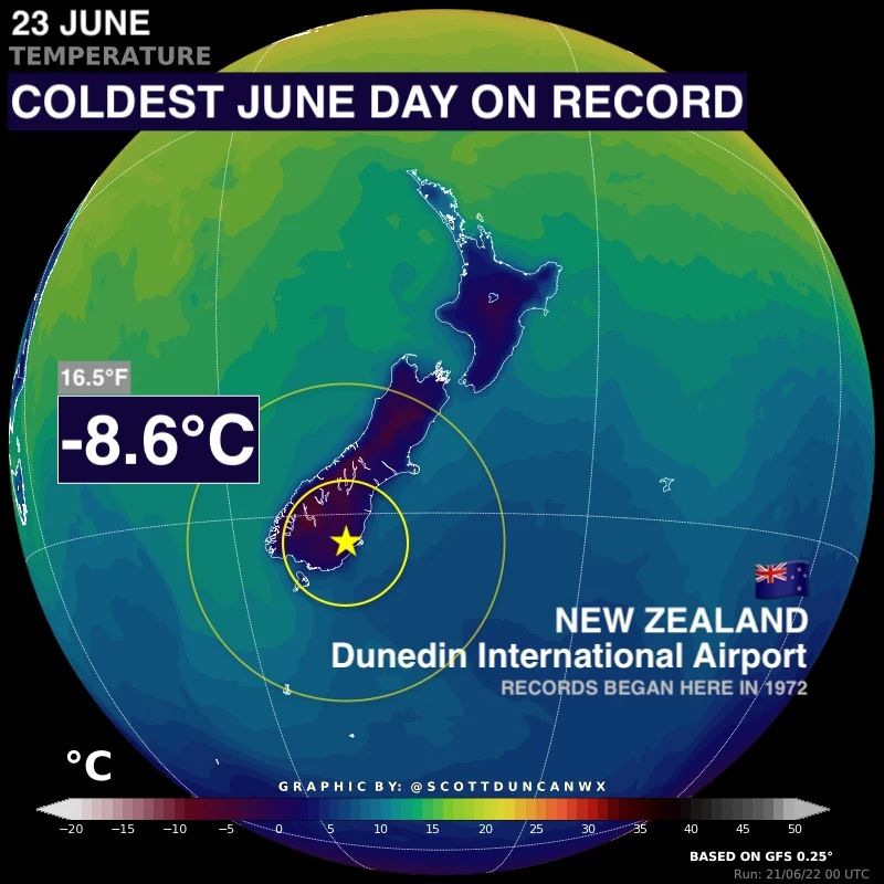 freddo record nuova zelanda giugno 2022