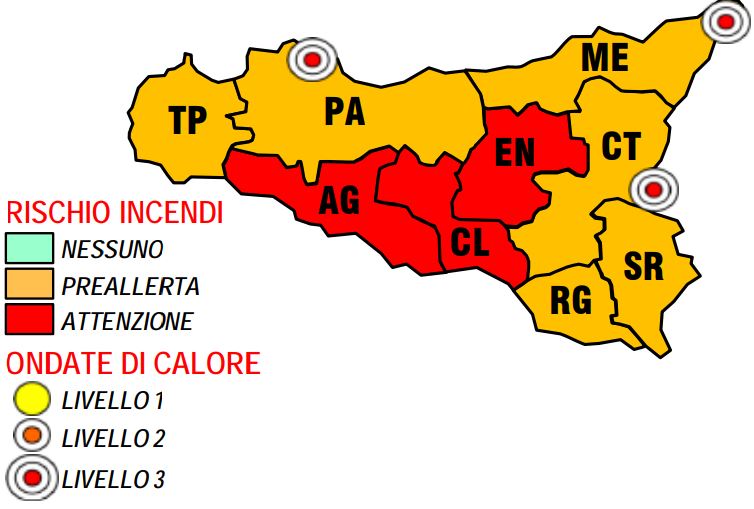 allerta caldo incendi sicilia 7 luglio