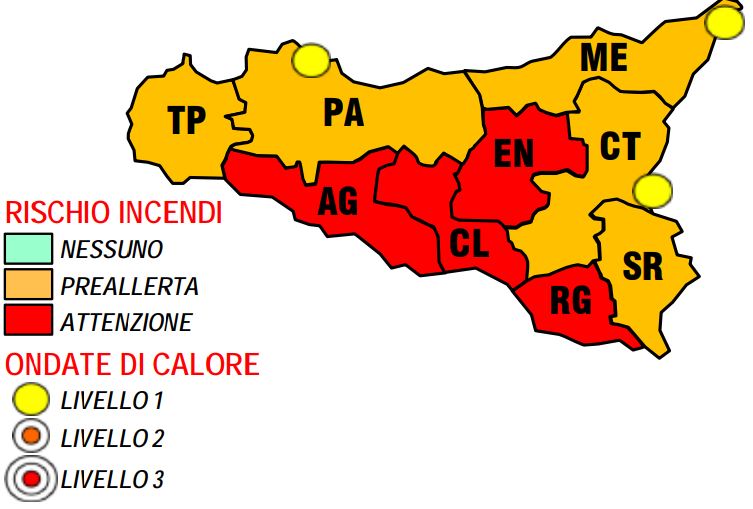 allerta caldo incendi sicilia 8 luglio