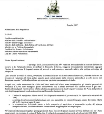 lettera galileo clima 2021