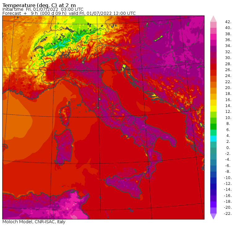 temperature massime 1 luglio
