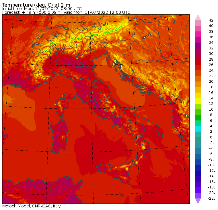 temperature massime 11 luglio
