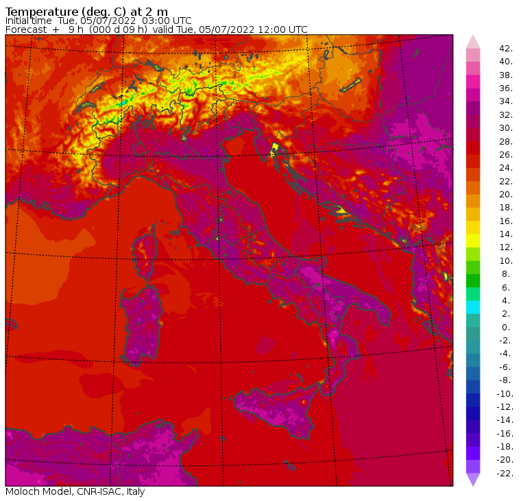temperature massime 5 luglio
